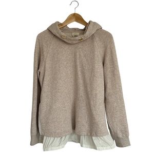 Kate Spade Heather Oatmeal Pullover Hoodie Layered Ruffle Size M